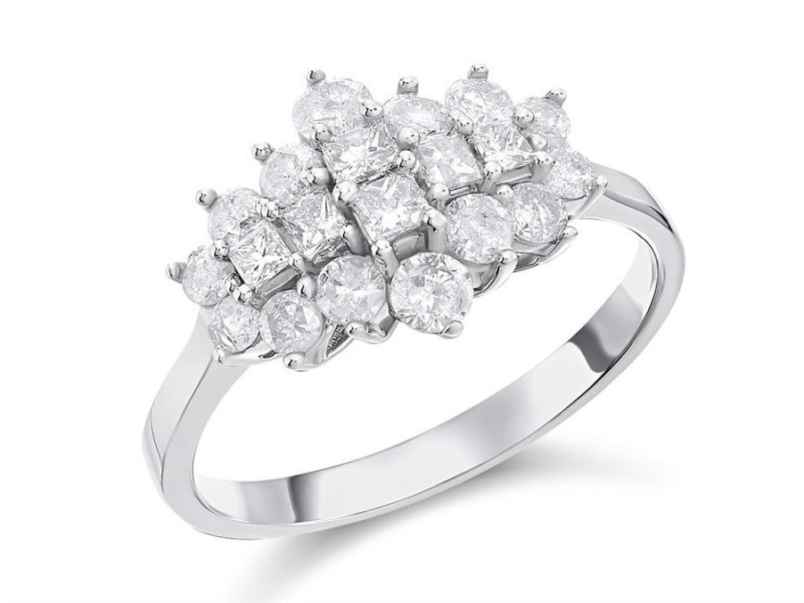 Wholesale * 9Ct White Gold 1 Carat Diamond Cluster Ring D66135 With Discount