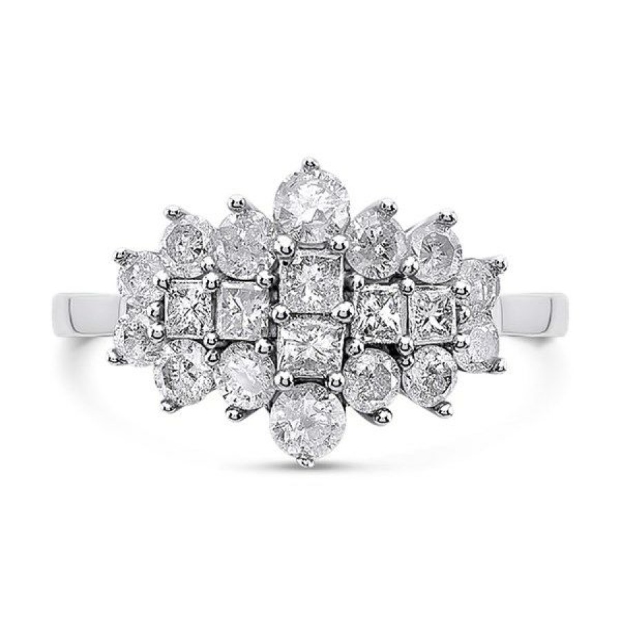 Wholesale * 9Ct White Gold 1 Carat Diamond Cluster Ring D66135 With Discount