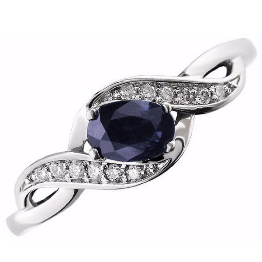 Wholesale * 9Ct White Gold Sapphire And Diamond Twist Ring D6363 Wholesale