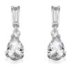 Hot * Silver Cubic Zirconia Drop Earrings 15Mm Drop F1123 Exactly Discount