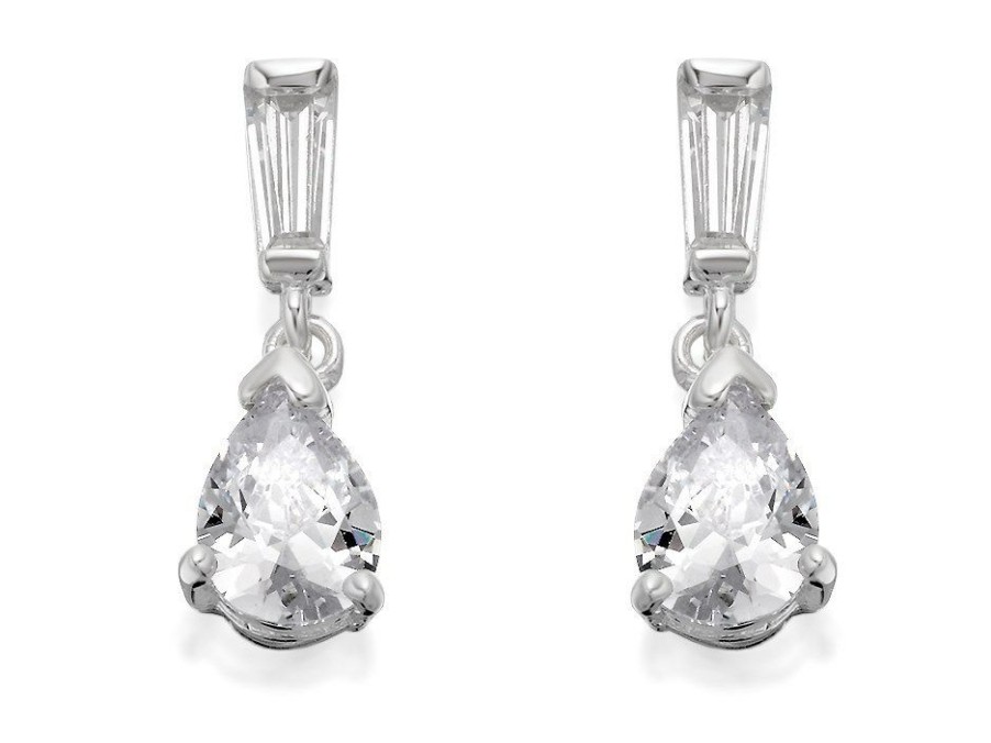 Hot * Silver Cubic Zirconia Drop Earrings 15Mm Drop F1123 Exactly Discount