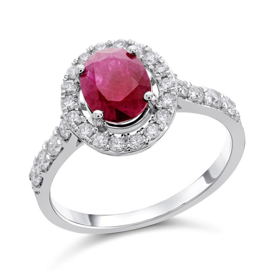 Wholesale * 9Ct White Gold Ruby And Diamond Cluster Ring 1/2Ct D63164 Best Price