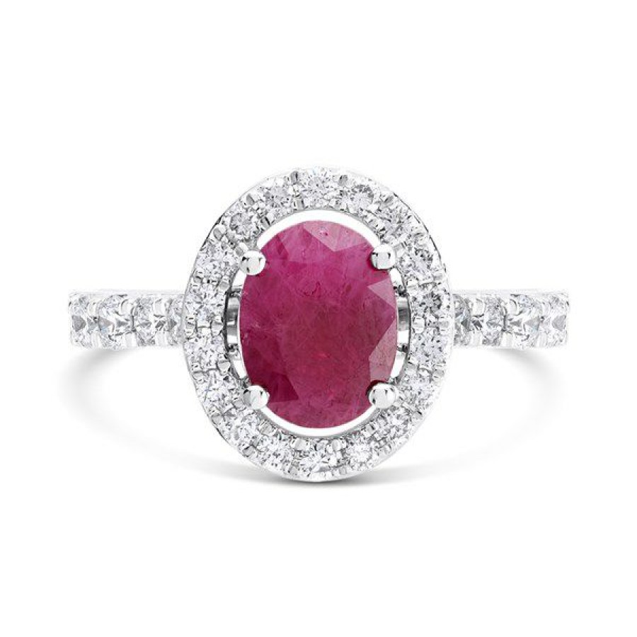 Wholesale * 9Ct White Gold Ruby And Diamond Cluster Ring 1/2Ct D63164 Best Price