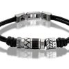 New * Fossil Jf8419604 Beaded Leather Bracelet A9725 Limit Offer