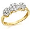 Best * 9Ct Gold Diamond Trilogy Cluster Ring 1/2Ct D5911 100% Guarantee