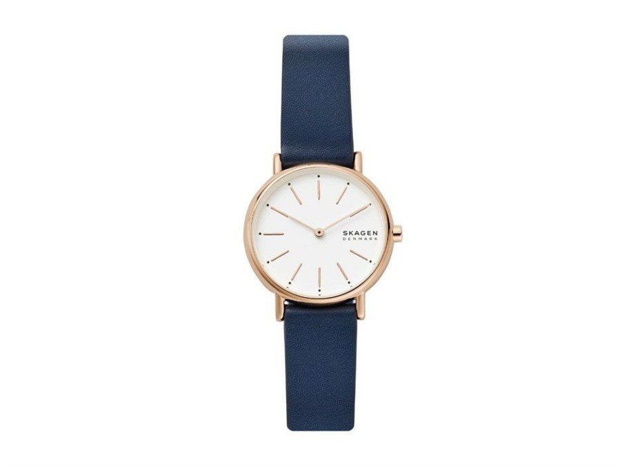 Online * Skagen Skw2838 Signatur Blue Leather Strap Watch W06188 Large Choice