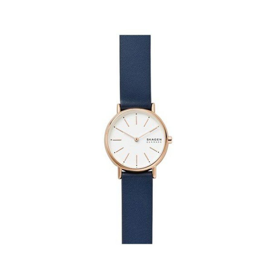 Online * Skagen Skw2838 Signatur Blue Leather Strap Watch W06188 Large Choice