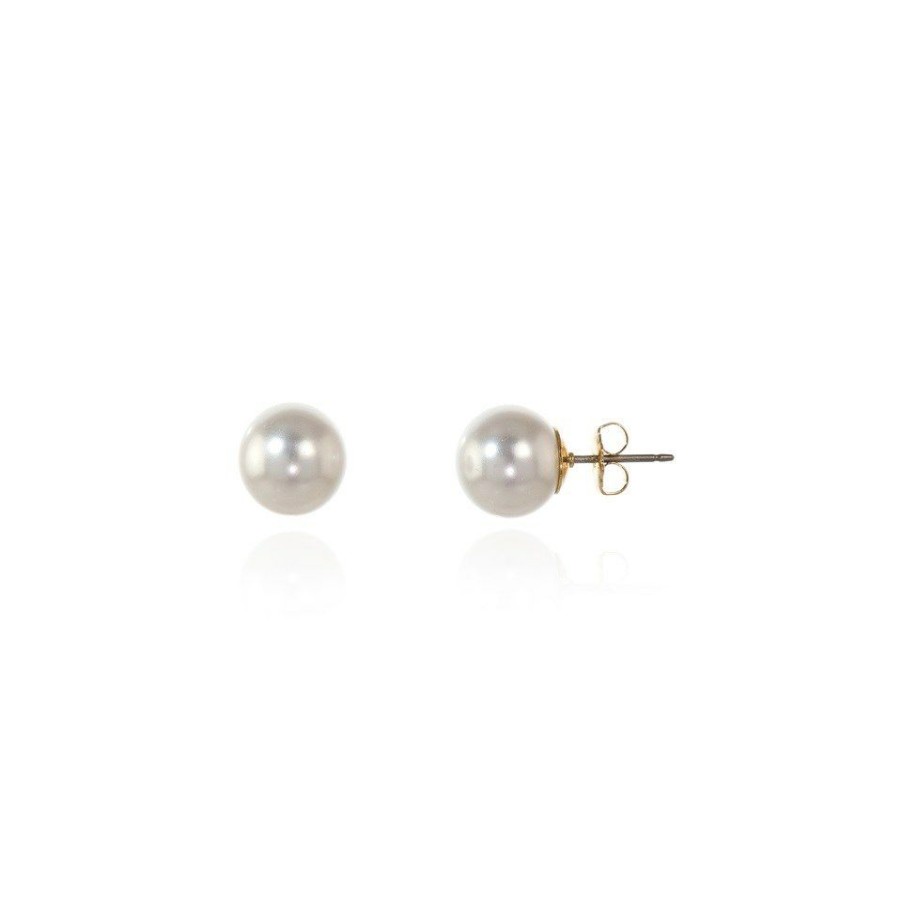 Wholesale * Cachet Gold Tone White Pearl Stud Earrings J7441 Popular