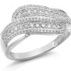 Best * 9Ct White Gold Diamond Crossover Band Ring 1/2Ct D6899 100% Guarantee