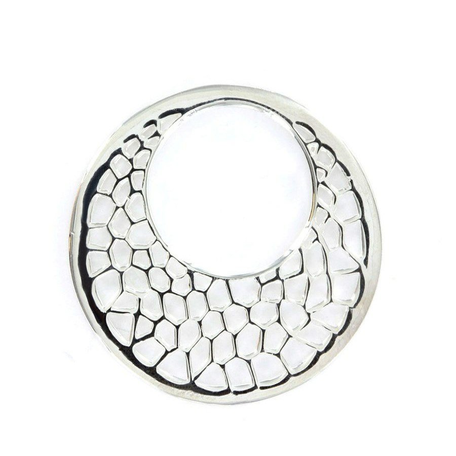 Online * Sterlina Milano Silver Tone Lattice Moonbeam Coin Large X40875 Outlet