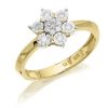 Best * 9Ct Gold Diamond Daisy Cluster Ring 15Pts D9282 Reasonable Price