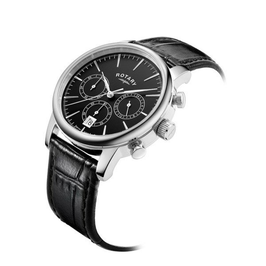 Wholesale * Rotary Gs00376/04 Chronograph Black Leather Strap Watch W13178 Reasonable Price