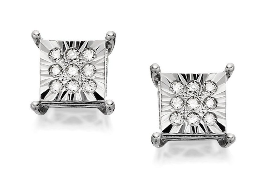 Wholesale * 9Ct White Gold Diamond Stud Earrings 10Pts Per Pair D9488 Wholesale