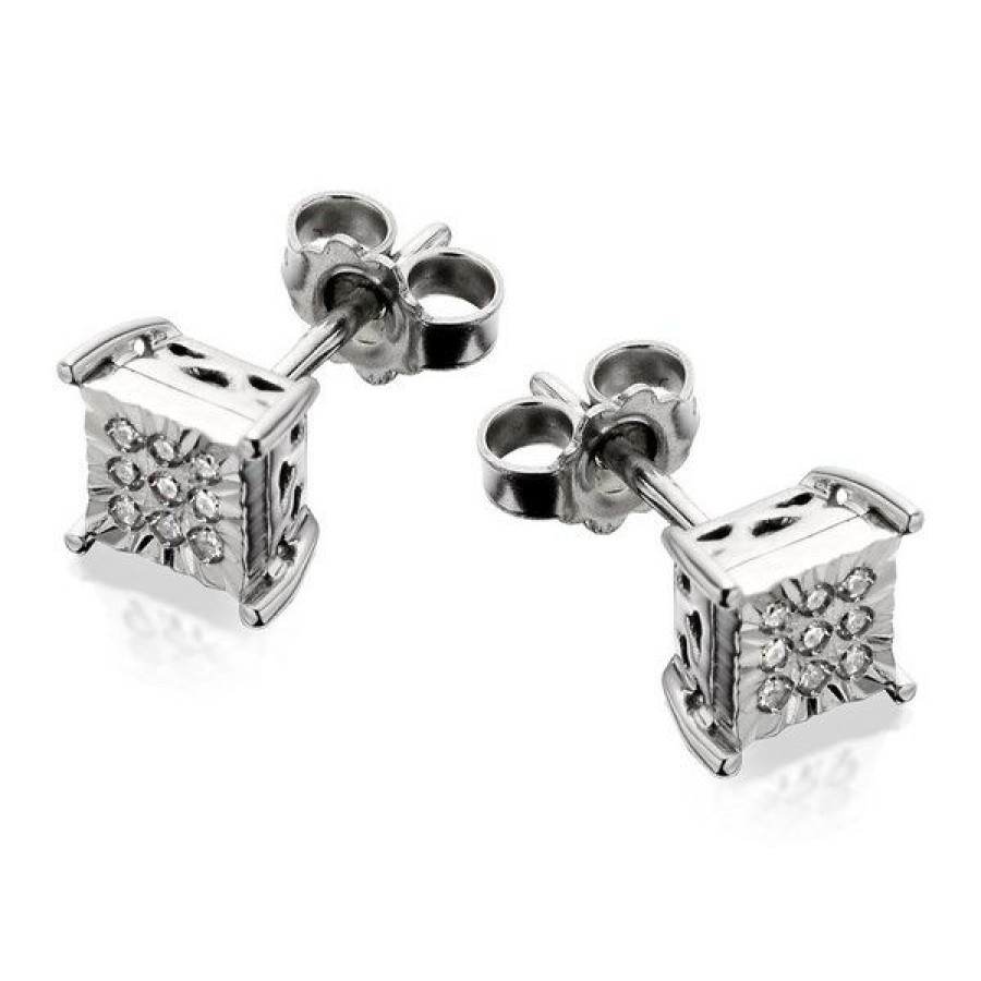 Wholesale * 9Ct White Gold Diamond Stud Earrings 10Pts Per Pair D9488 Wholesale