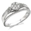 Best * 9Ct White Gold Diamond Split Band Cluster Ring 1/3Ct D6303 Reliable Quality