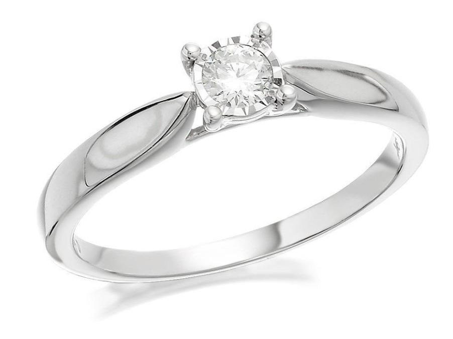 Online * 9Ct White Gold Diamond Solitaire Ring 15Pts D71137 Exactly Discount