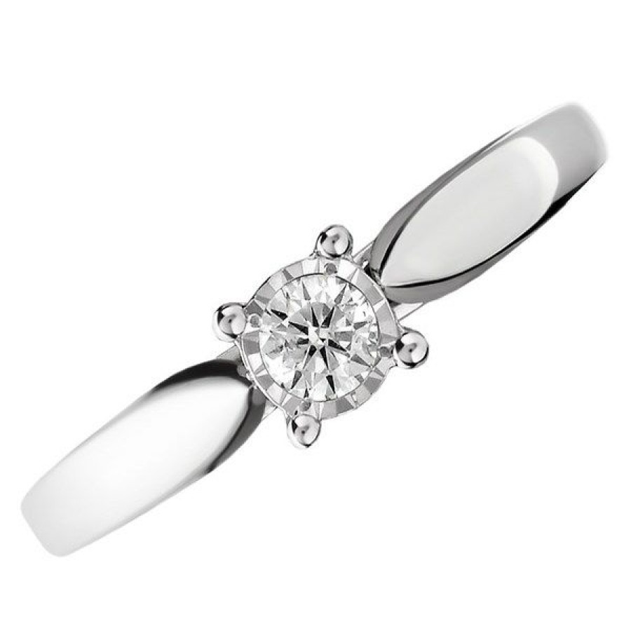 Online * 9Ct White Gold Diamond Solitaire Ring 15Pts D71137 Exactly Discount