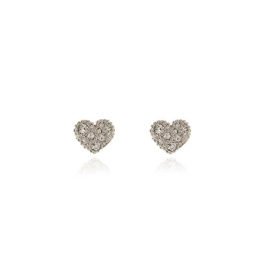 New * Cachet Pablo Silver Tone Crystal Heart Stud Earrings J7402 With Discount