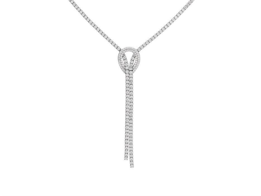 New * Briolette Silver Cubic Zirconia Teardrop Necklace J77104 Best Guaranteed