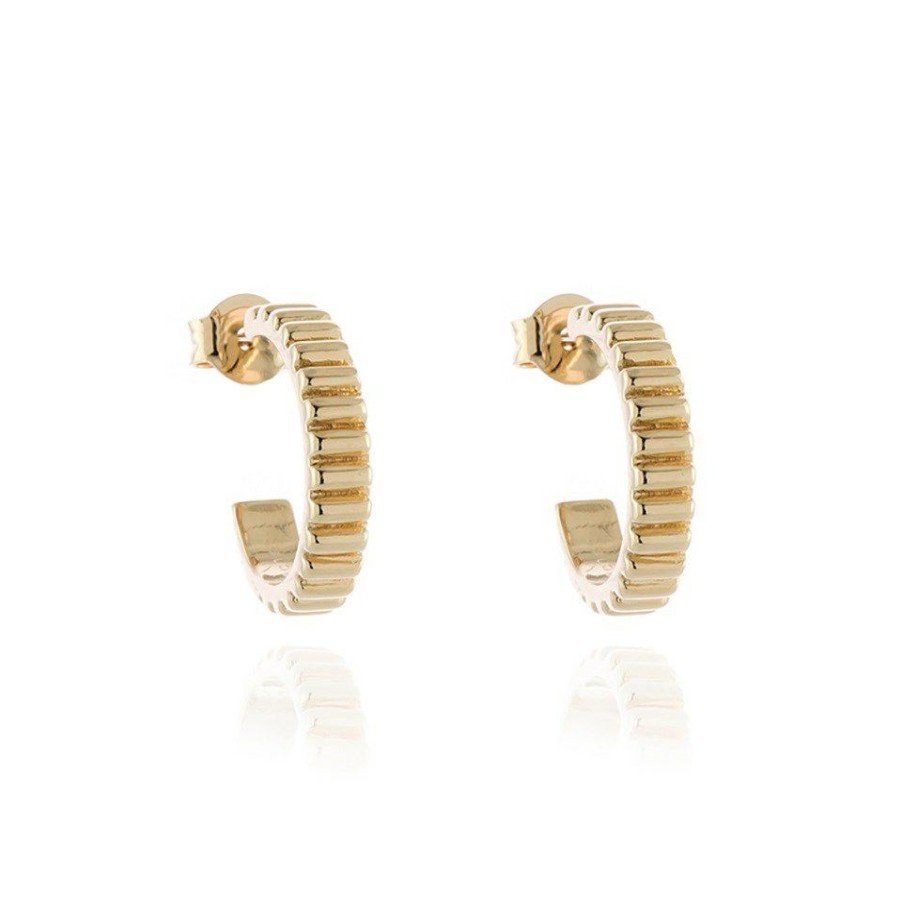 Best * Cachet Ricci Gold Tone Ridged Hoop Earrings J7479 Cheap