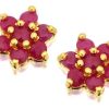 Best * 9Ct Gold Ruby Cluster Earrings 7Mm G0489 Outlet