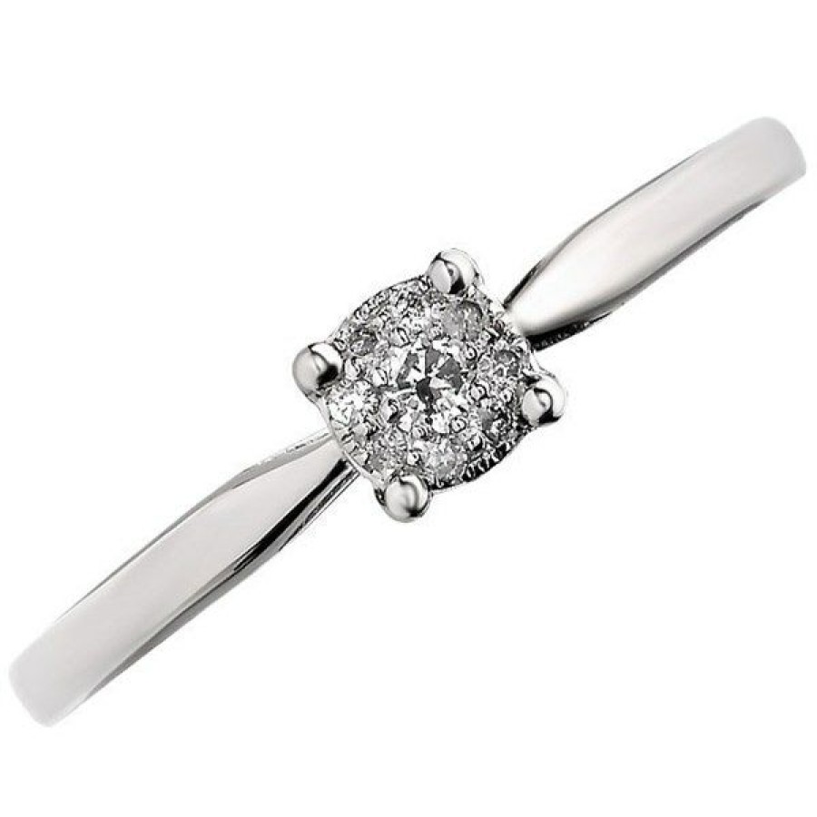 Online * 9Ct White Gold Diamond Starburst Ring 8Pts D6679 Best Price