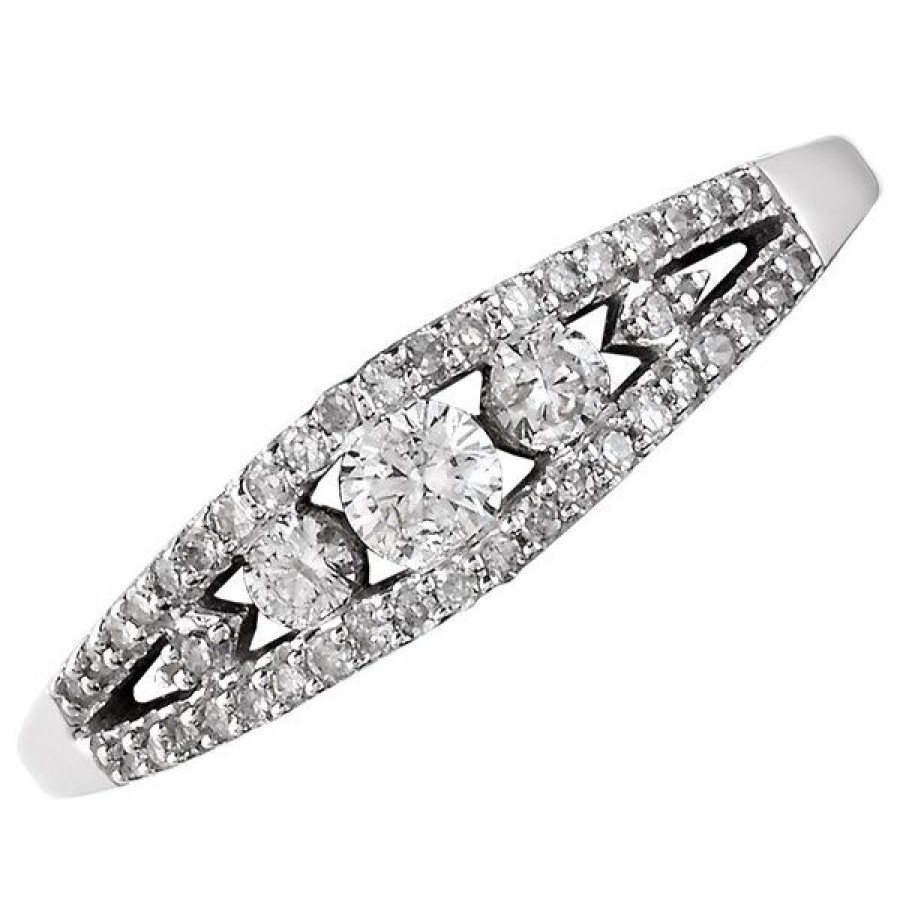 Hot * 9Ct White Gold Diamond Band Ring 1/3Ct D7229 Cheap