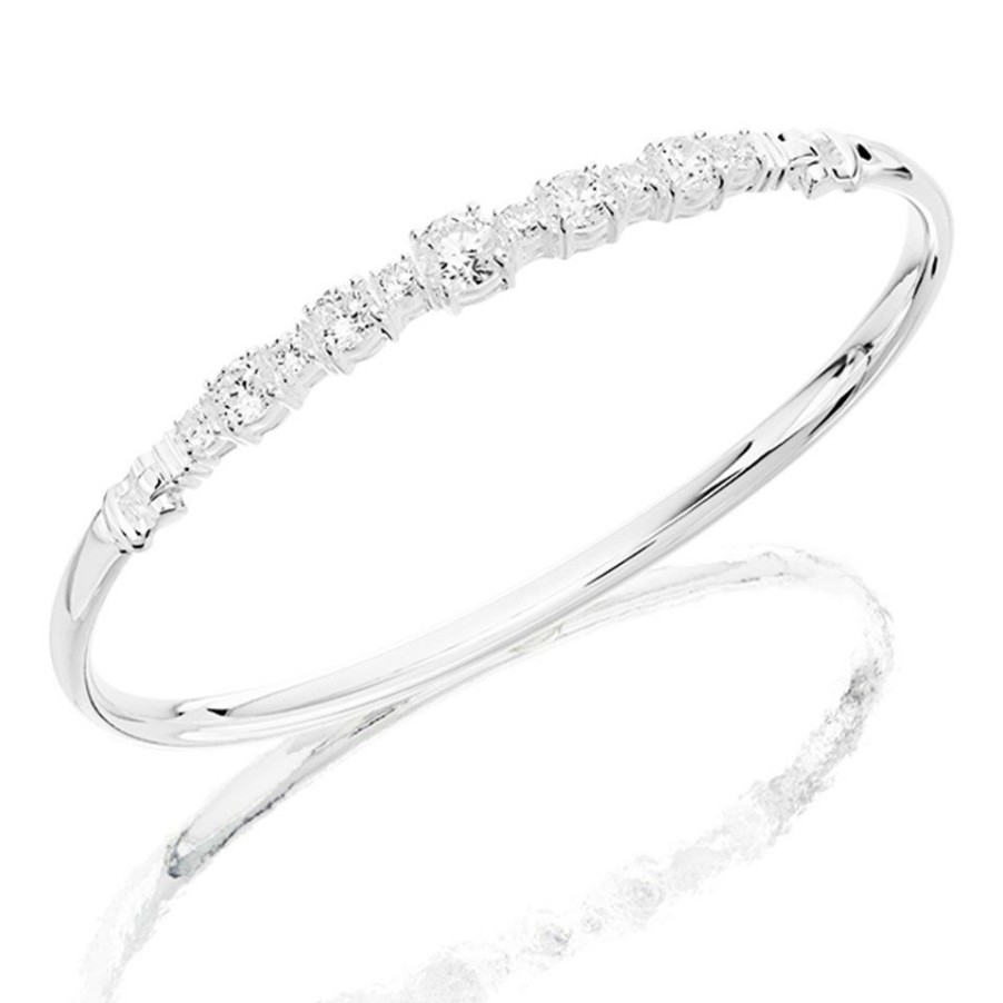 Wholesale * Silver Cubic Zirconia Bangle F2876 Large Choice