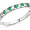 Clearance * 9Ct White Gold Emerald And Diamond Half Eternity Ring 14Pts D6658 100% Guarantee