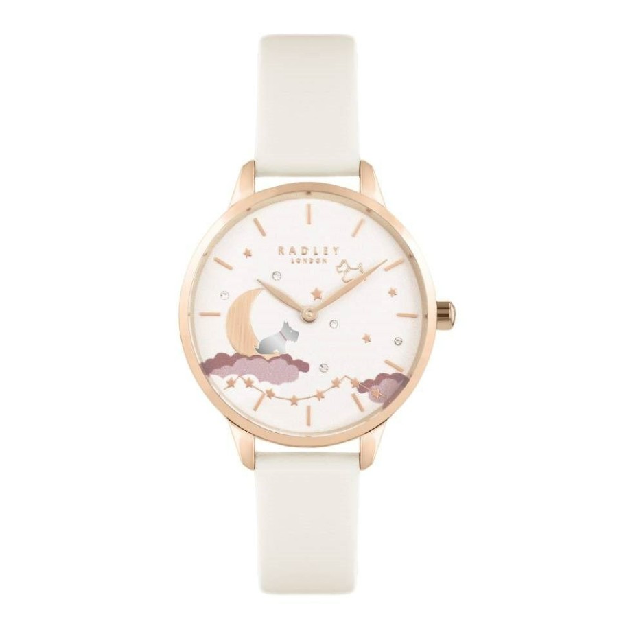 Clearance * Radley Ry21484 Rose Gold Plated White Leather Strap Watch W51381 Cheap