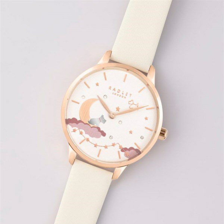 Clearance * Radley Ry21484 Rose Gold Plated White Leather Strap Watch W51381 Cheap