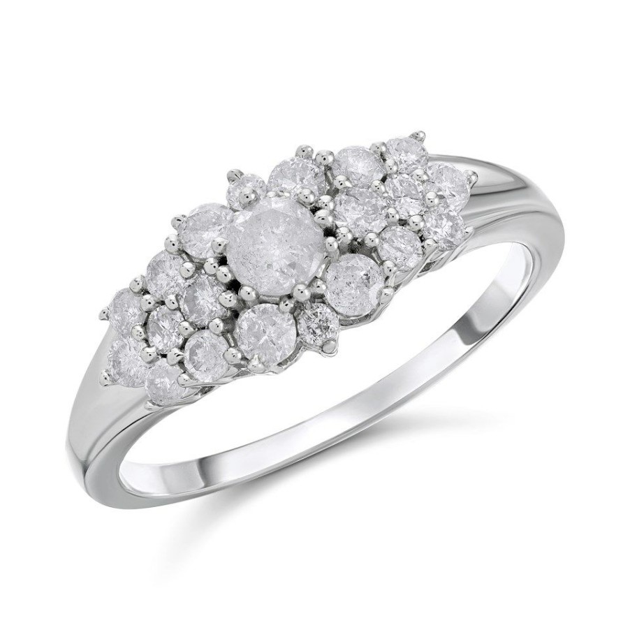 Wholesale * 9Ct White Gold Diamond Cluster Ring 3/4Ct D66146 Large Choice