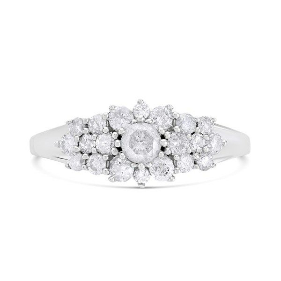 Wholesale * 9Ct White Gold Diamond Cluster Ring 3/4Ct D66146 Large Choice