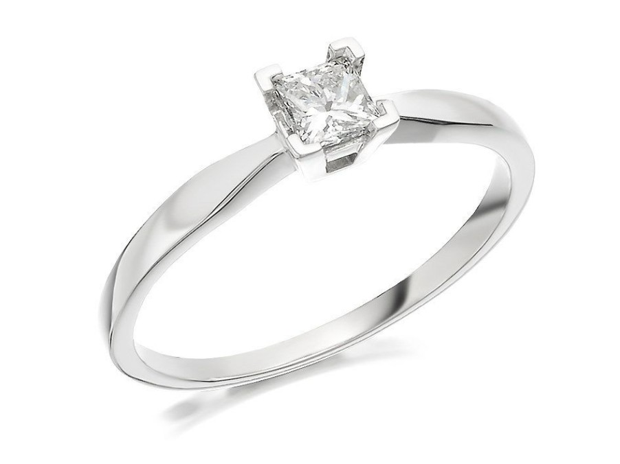 Best * Platinum Princess Cut Diamond Solitaire Ring 1/4Ct Agi Certificated D0830 Closeout Sale