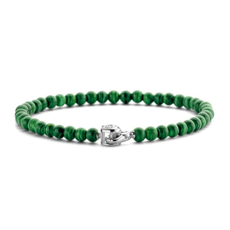 Online * Ti Sento Silver Green Malachite Bracelet F6940 Large Choice