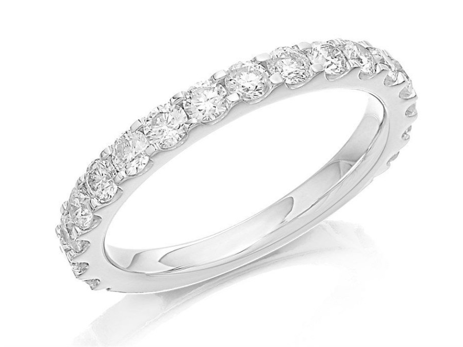 Online * 9Ct White Gold 1 Carat Diamond Half Eternity Ring Agi Certificated D66103 Limited Edition