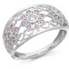 Best * 9Ct White Gold Diamond And Pink Sapphire Band Ring 10Pts D63128 Large Choice