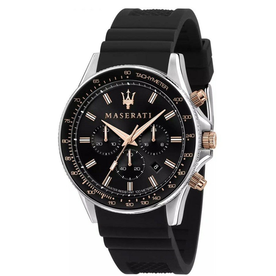 Clearance * Maserati R8871640002 Sfida Chronograph Black Silicon Strap Watch W81138 Best Price