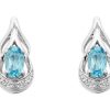 Online * 9Ct White Gold Blue Topaz And Diamond Stud Earring G0457 Outlet