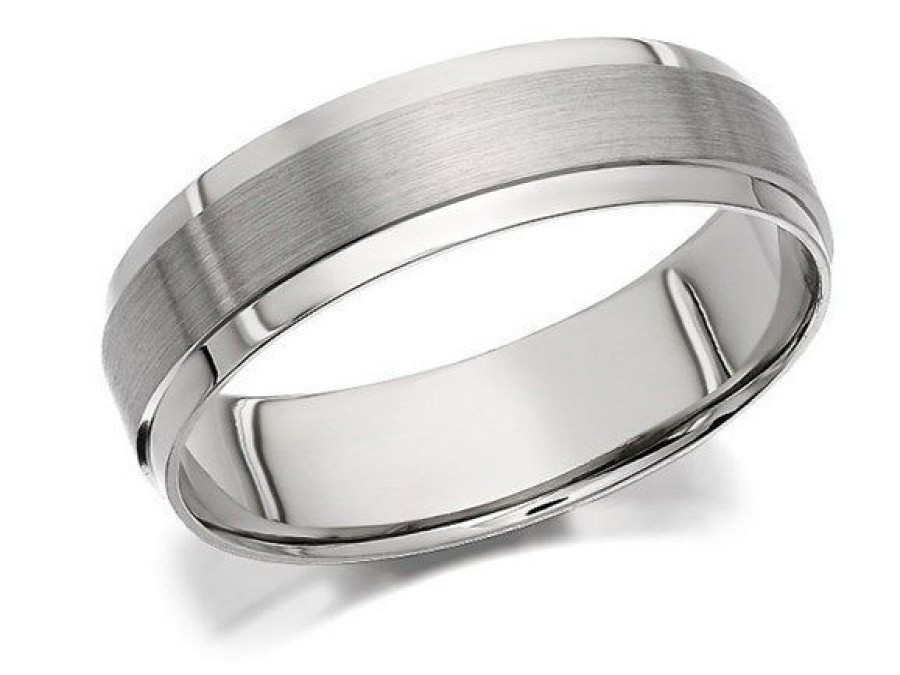 Best * Palladium 950 Brushed And Polished Finish Wedding Ring 6Mm R12108 Cheaper