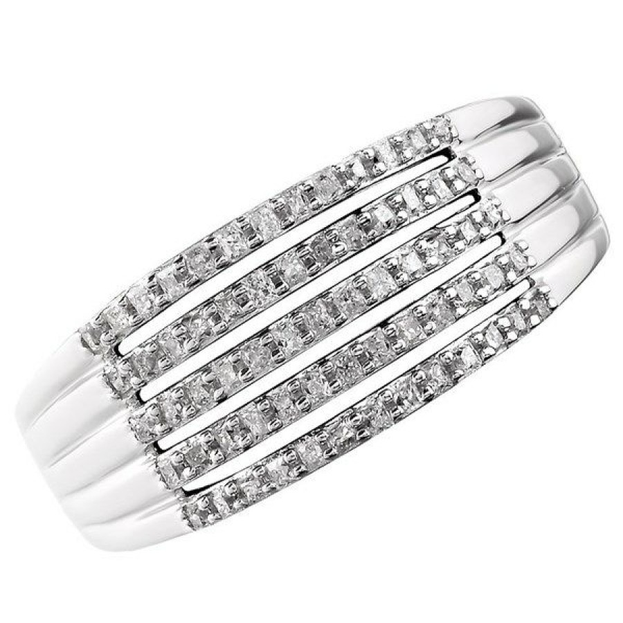 New * 9Ct White Gold Five Strand Diamond Band Ring 1/3Ct D7235 Cheaper