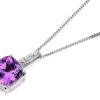 Hot * My Diamonds Silver Amethyst And Diamond Necklace D9004 Reasonable Price