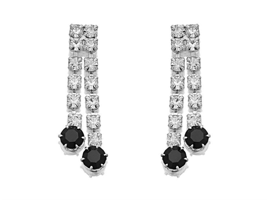 Best * Two Row Diamante Drop Earrings J5166 With Discount