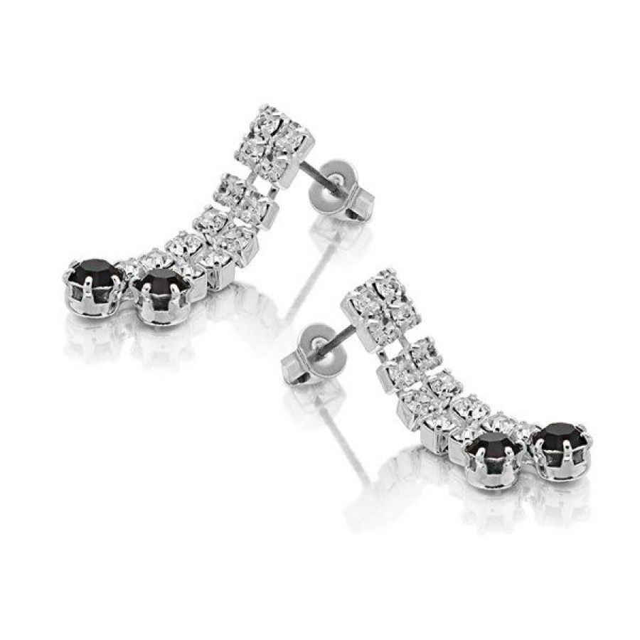 Best * Two Row Diamante Drop Earrings J5166 With Discount