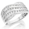 Best * 9Ct White Gold 1 Carat Diamond Crossover Band Ring D68118 Wholesale