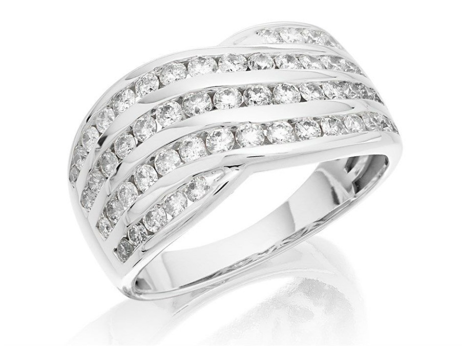 Best * 9Ct White Gold 1 Carat Diamond Crossover Band Ring D68118 Wholesale