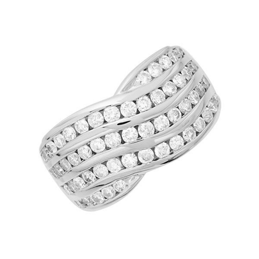 Best * 9Ct White Gold 1 Carat Diamond Crossover Band Ring D68118 Wholesale