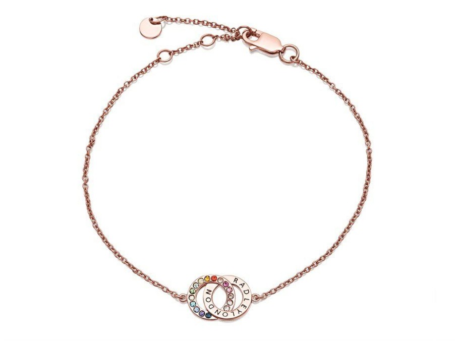 New * Radley Ryj3084 18Ct Rose Gold Plated Silver Bracelet J8191 Official