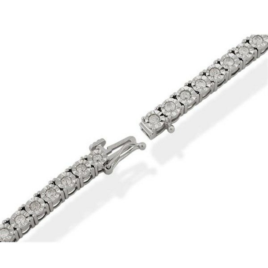 Best * 9Ct White Gold 2 Carat Diamond Tennis Bracelet D9876 Outlet