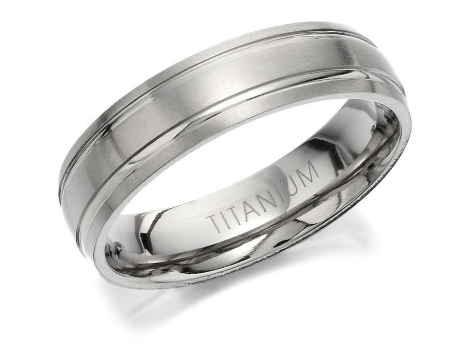 Best * Titanium Matt Finish Double Groove Ring 6Mm J1112 Reasonable Price